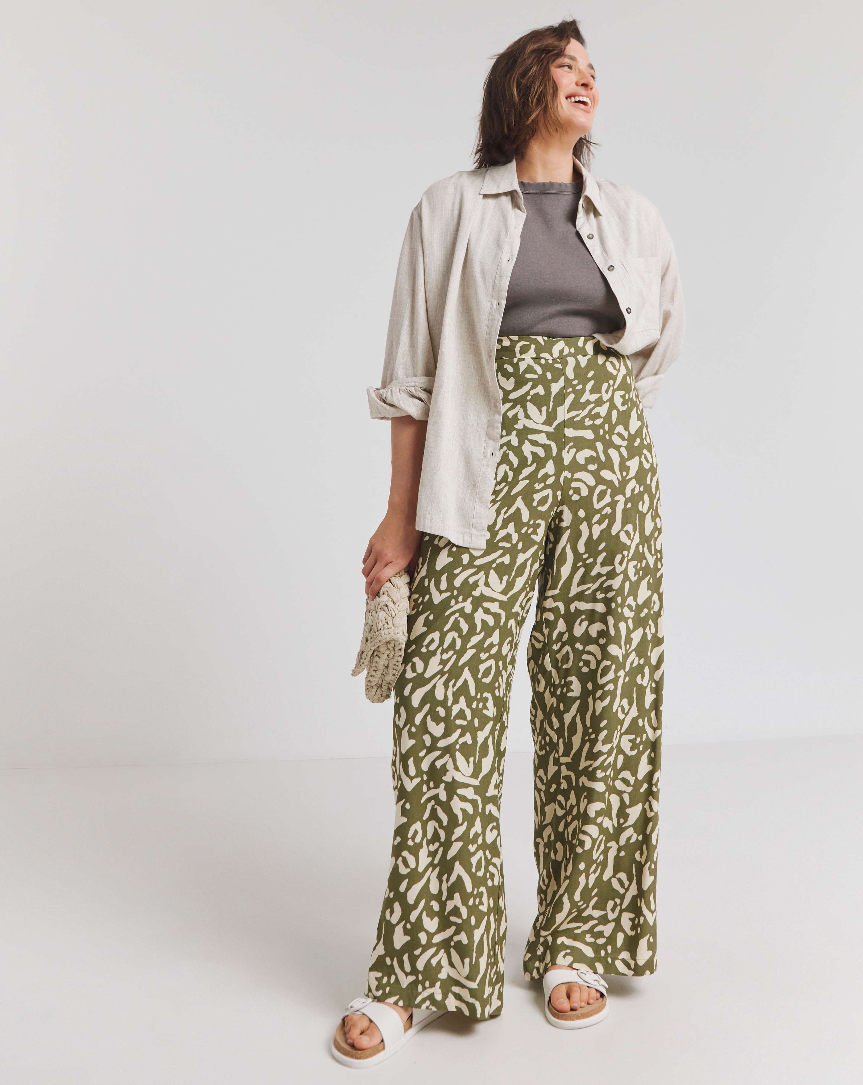 Wide Leg Woven Trousers