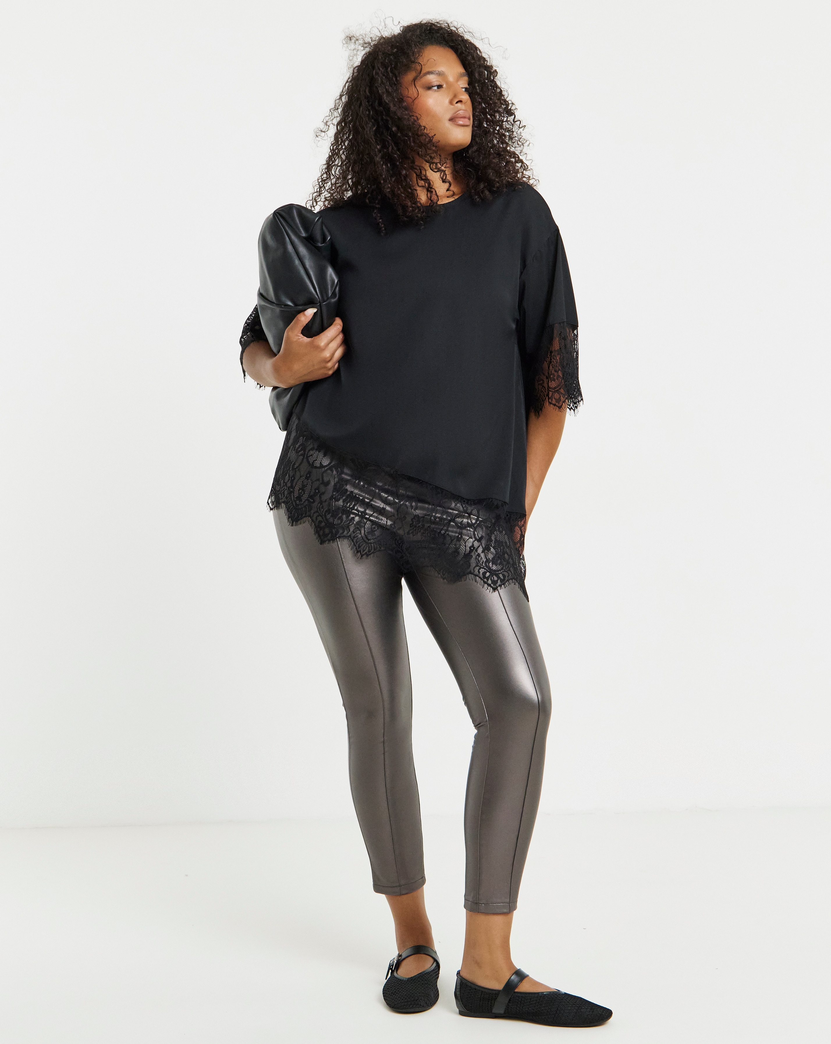 Seam Detail PU Leggings