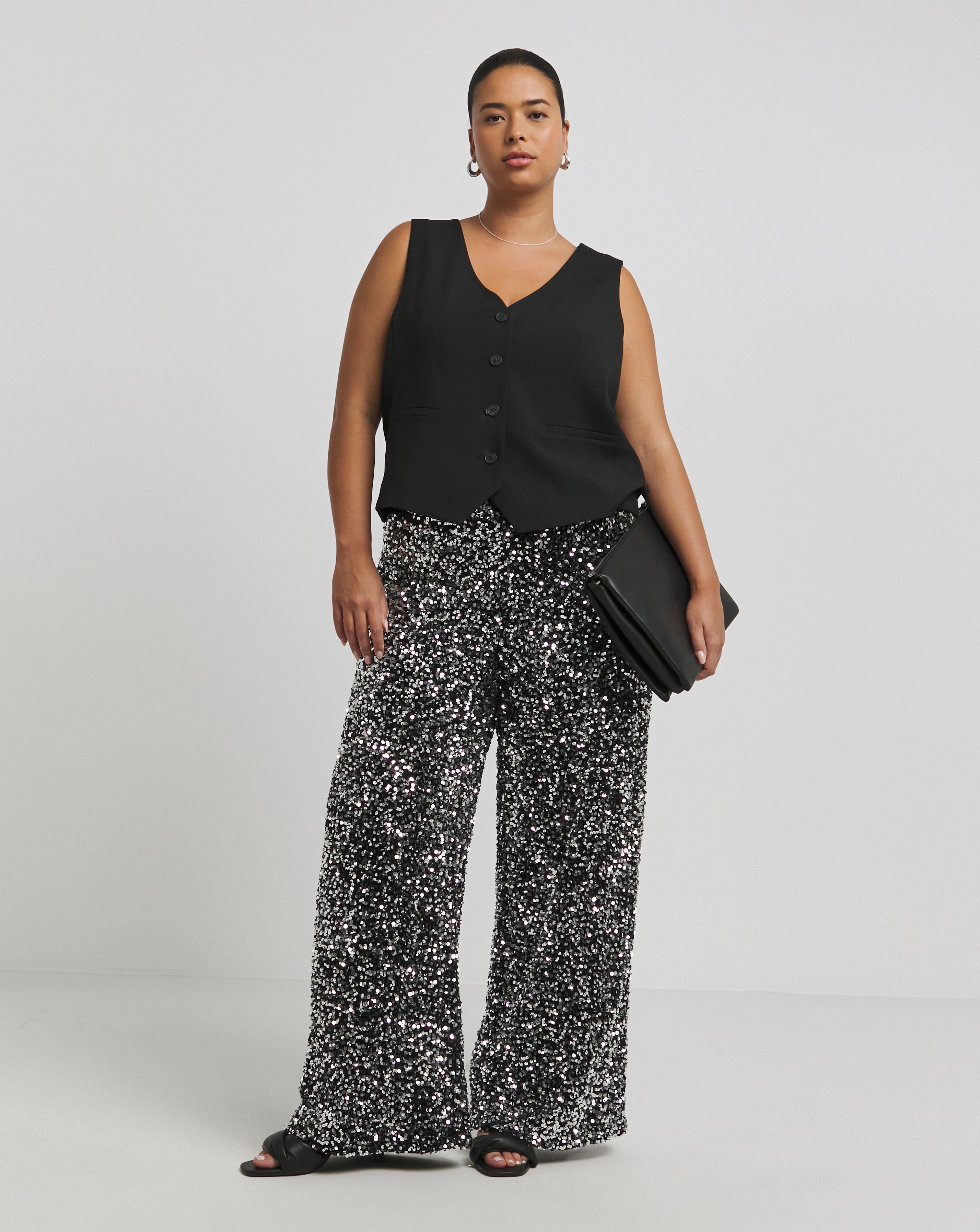 Wide Leg Sequin Trousers