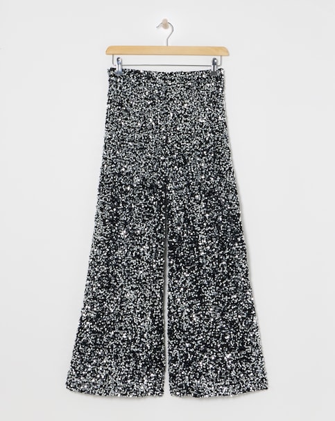 Wide Leg Sequin Trousers