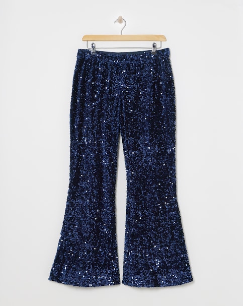Flared Sequin Trousers