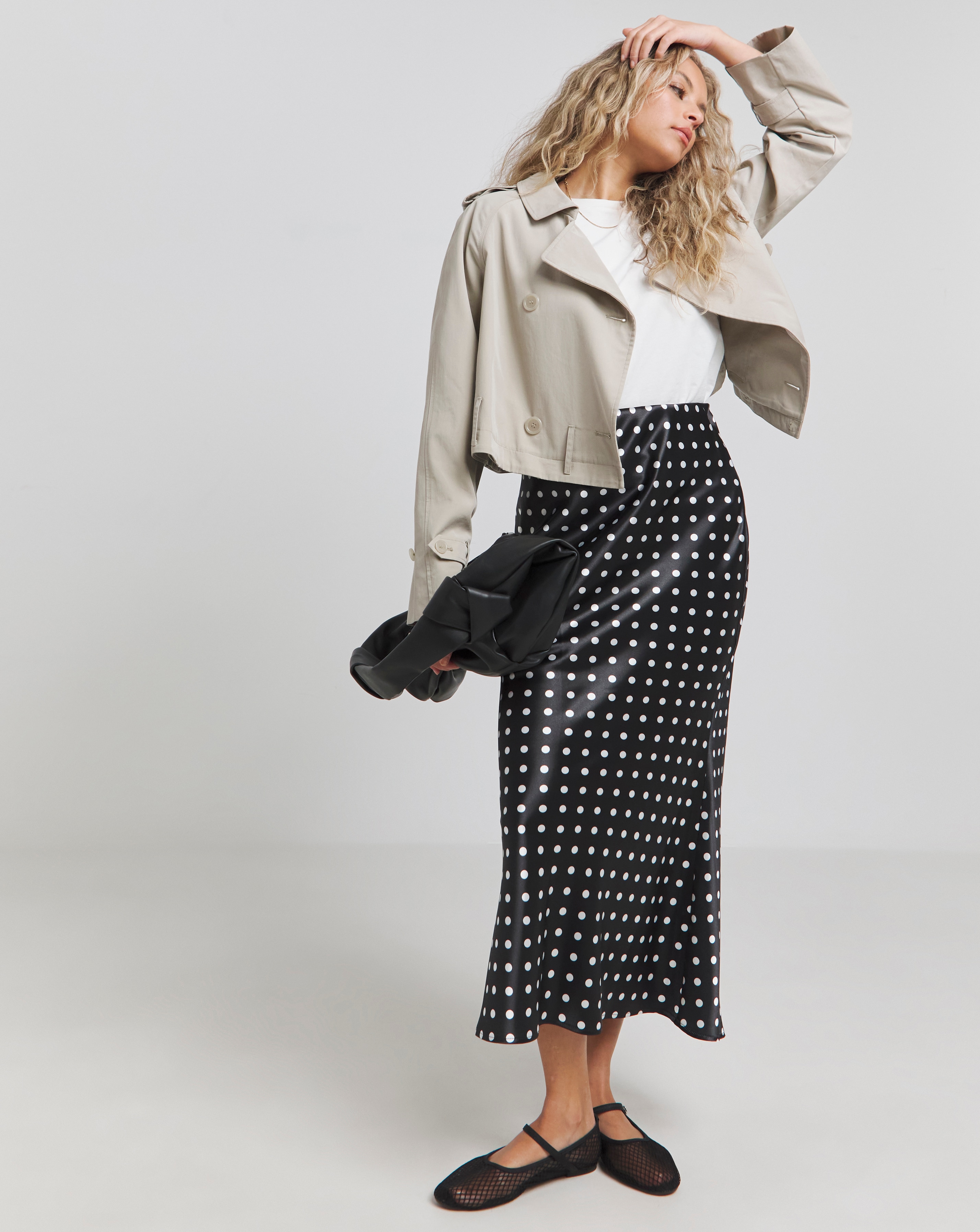 Simply Be Polka Dot Satin Midaxi Skirt