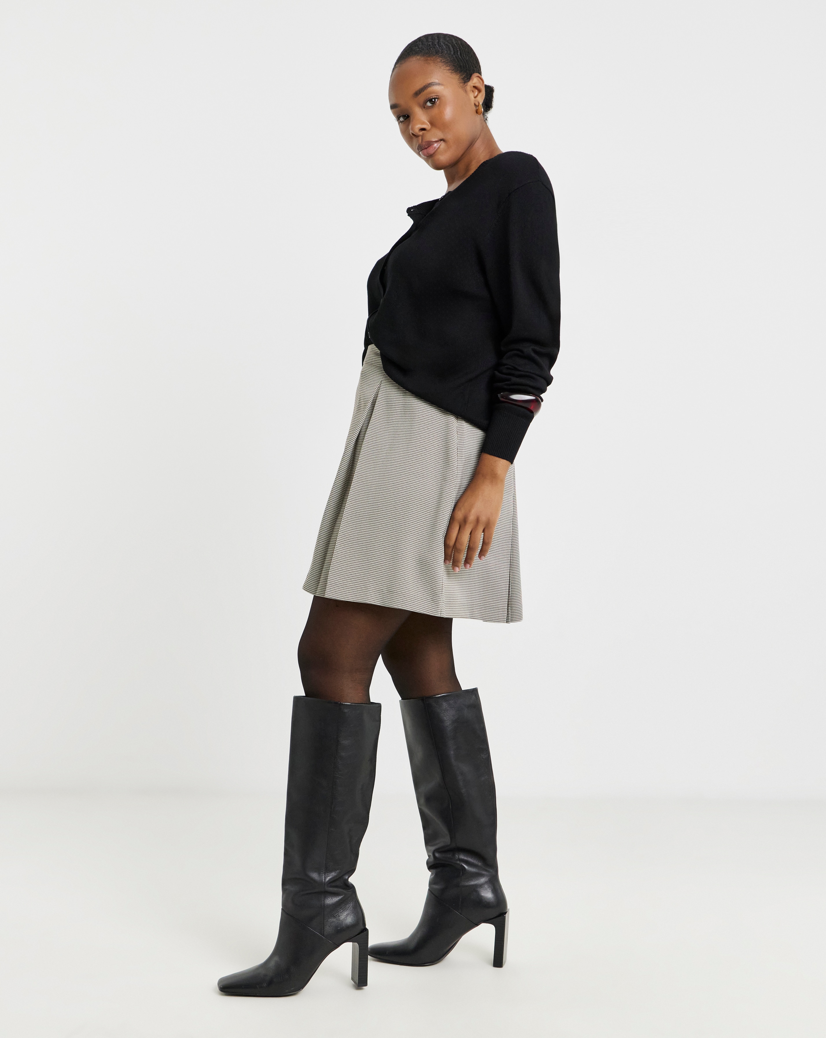 New In - Pleated Brushed Check Mini Skirt