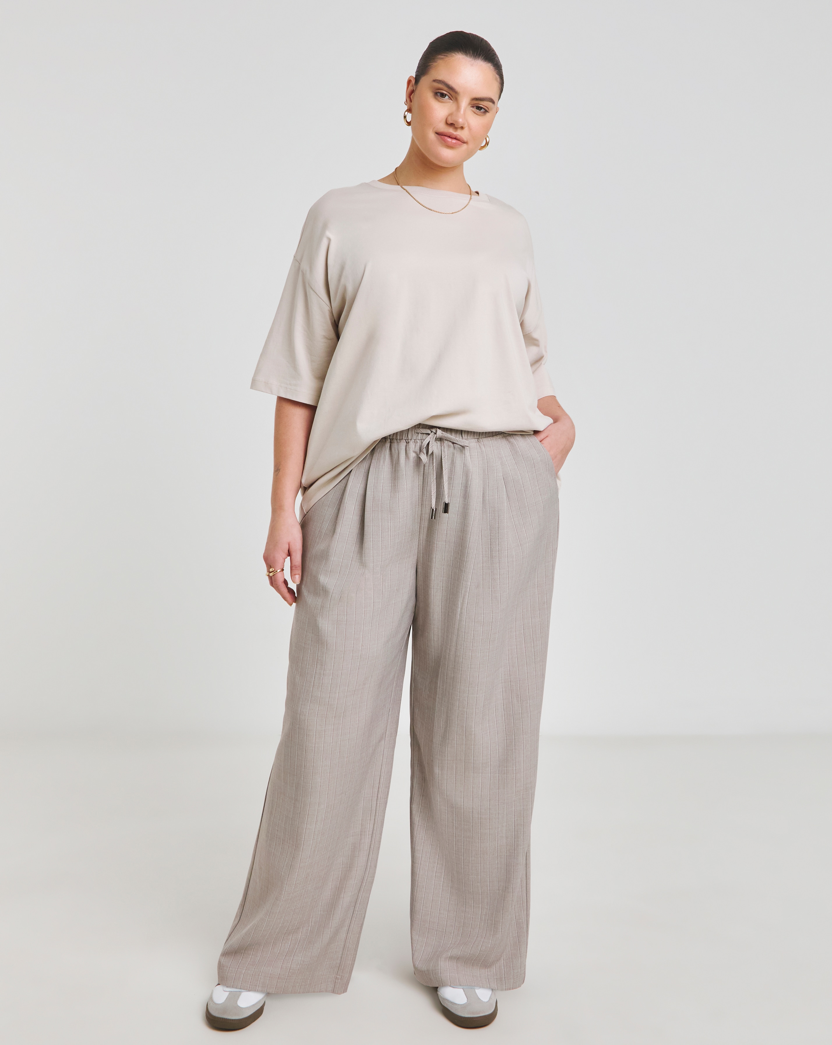 Pinstripe Wide Leg Trouser