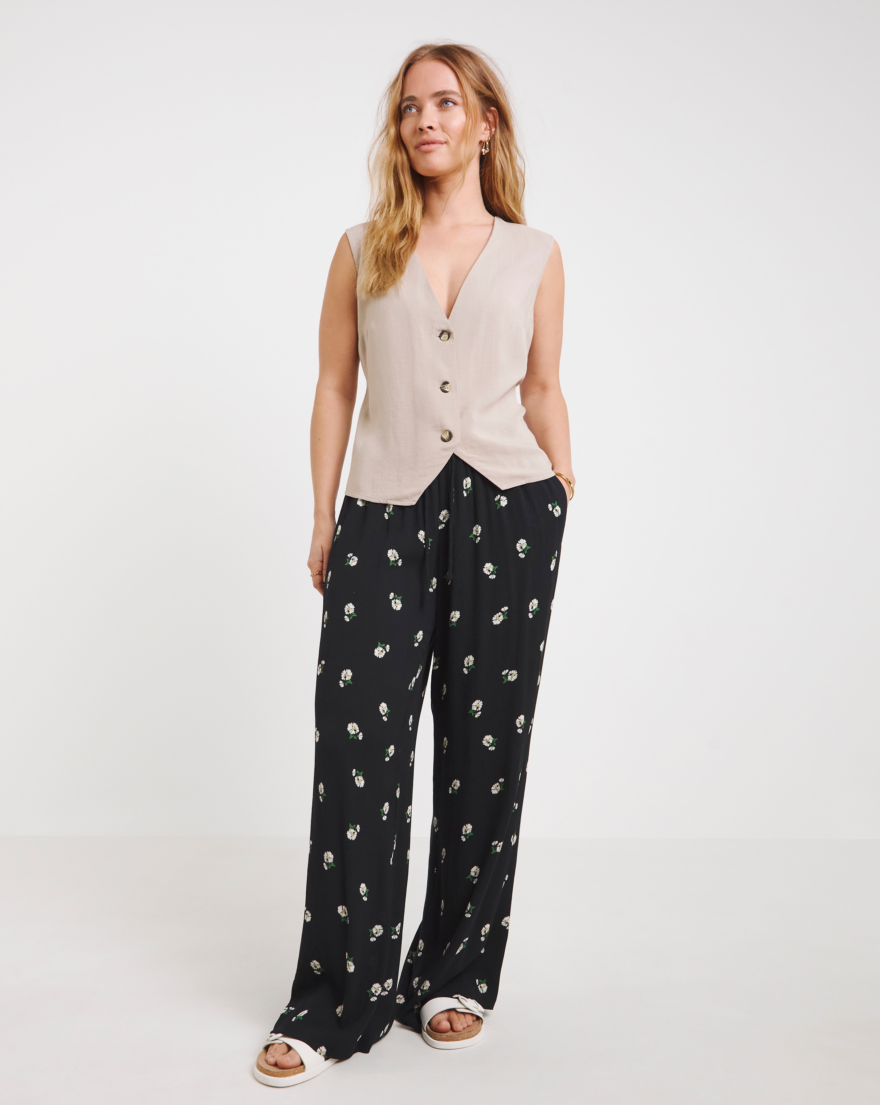Crinkle Wide Leg Trousers