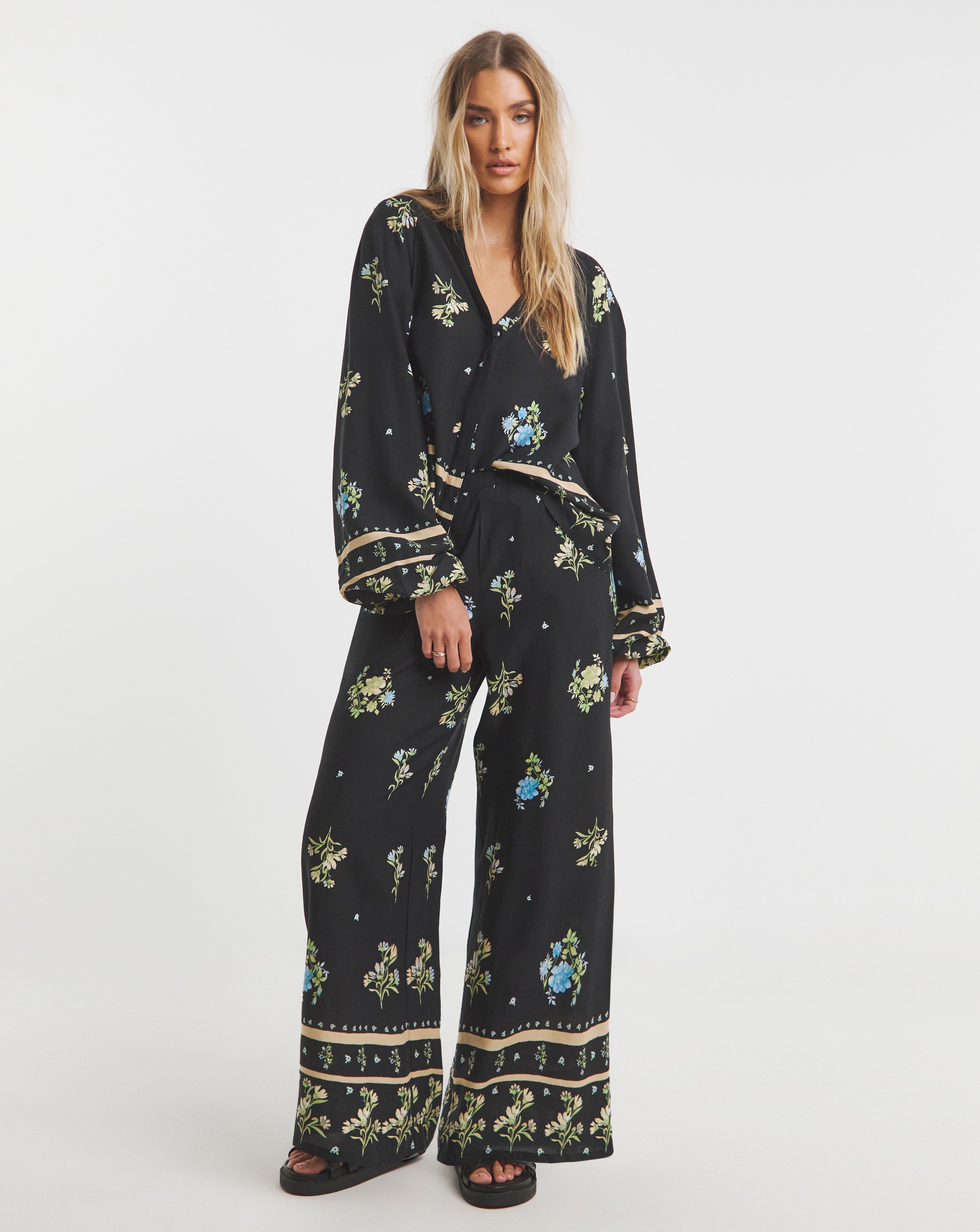 Wide Leg Spun Viscose Trousers