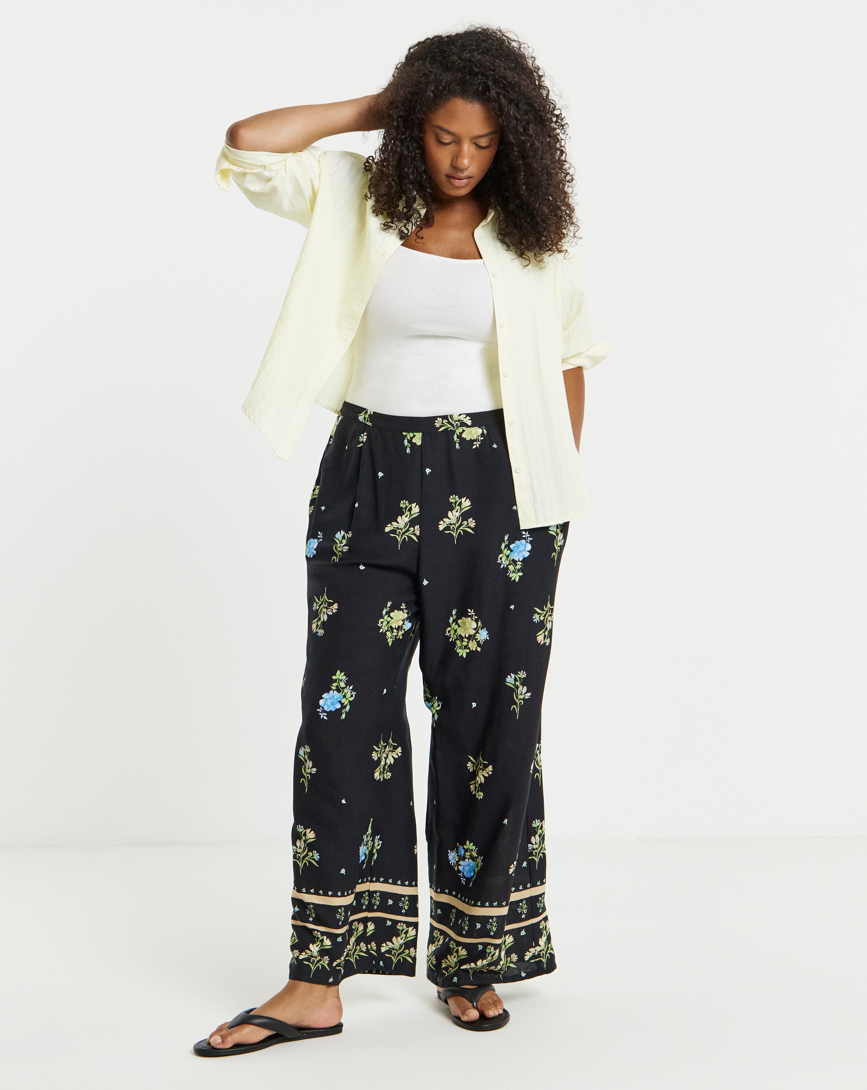Wide Leg Spun Viscose Trousers