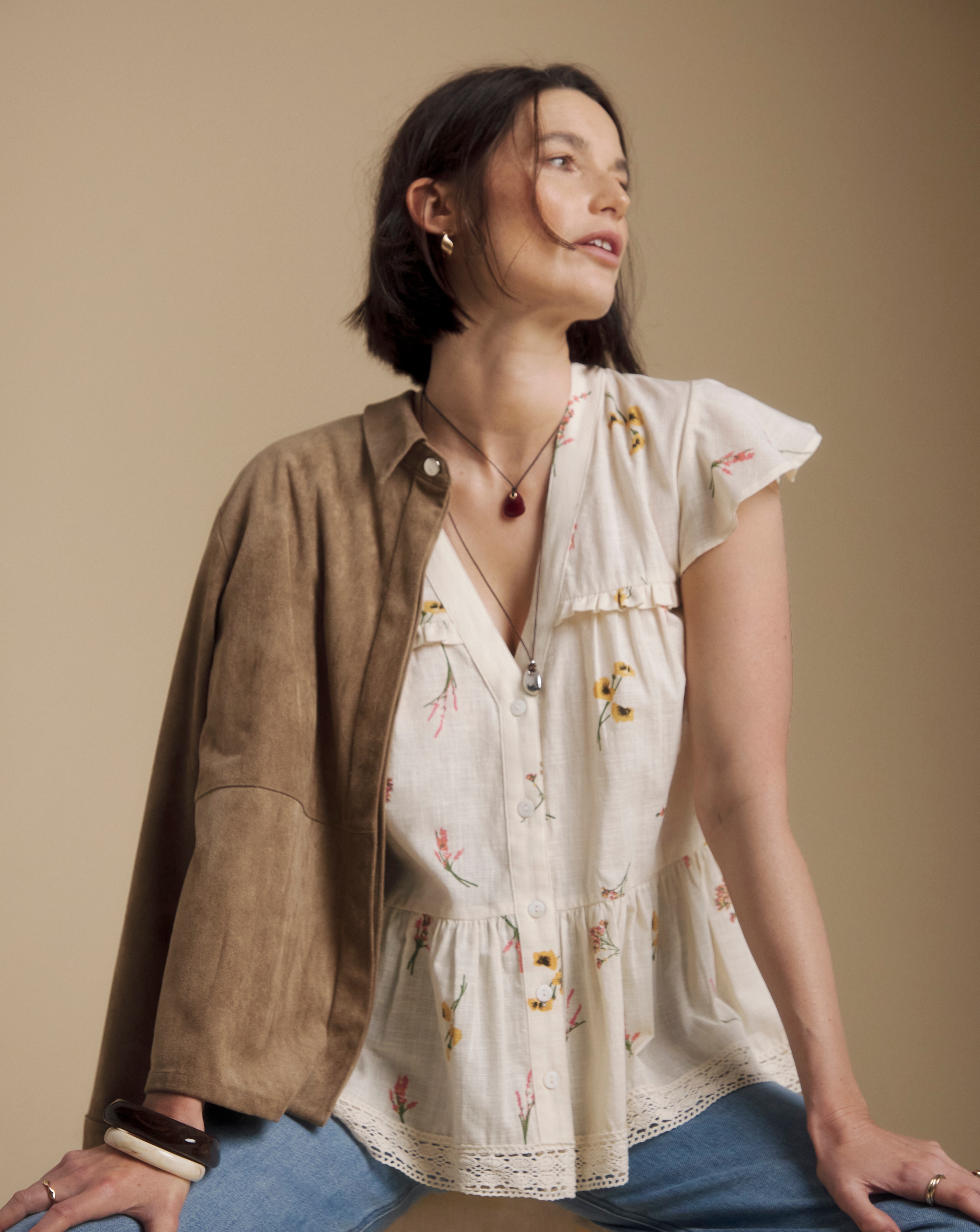 New In - Julipa Lace Trim Peplum Blouse