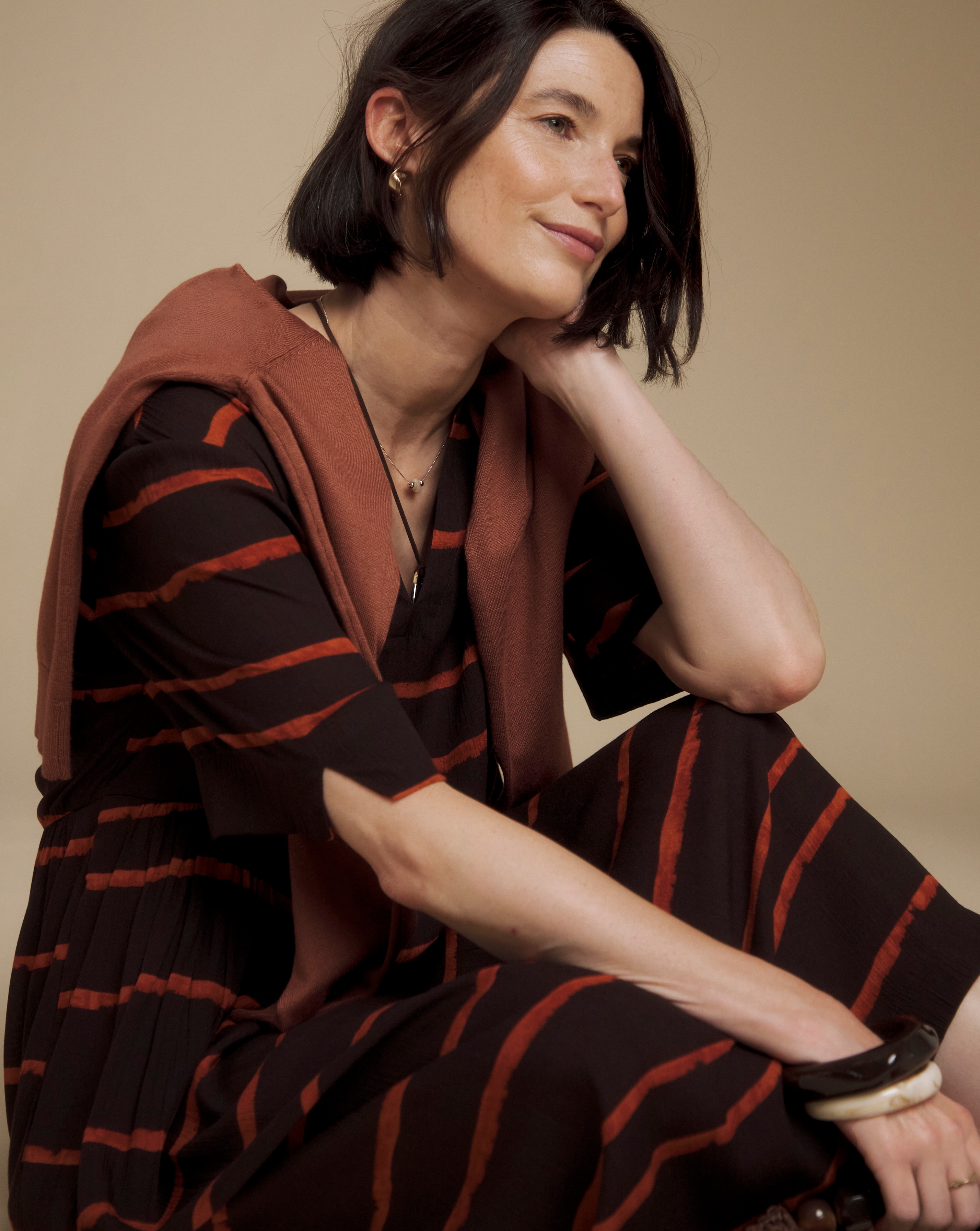 Julipa Stripe Crinkle Midi Dress