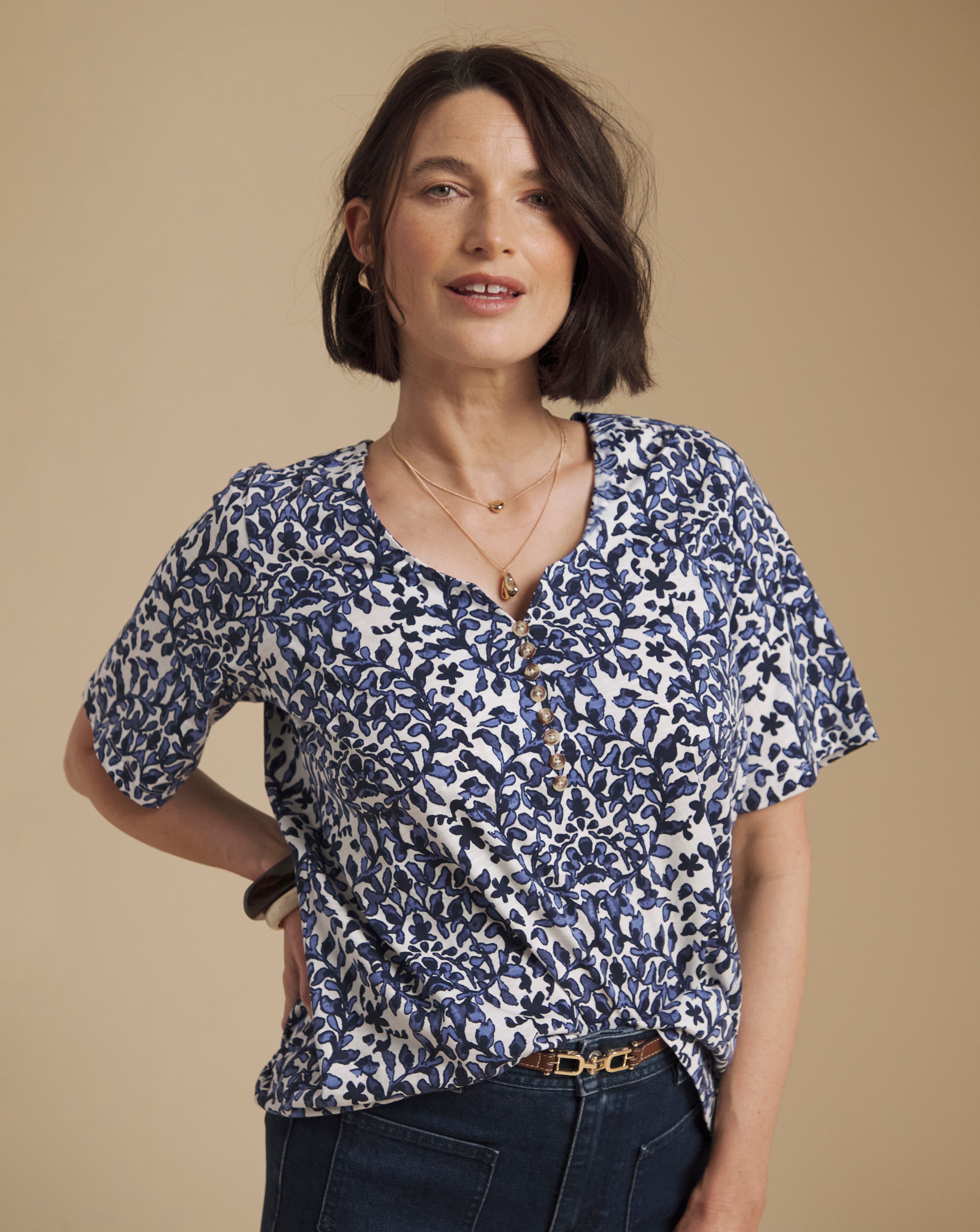 Julipa Cotton Printed V-Neck T-Shirt