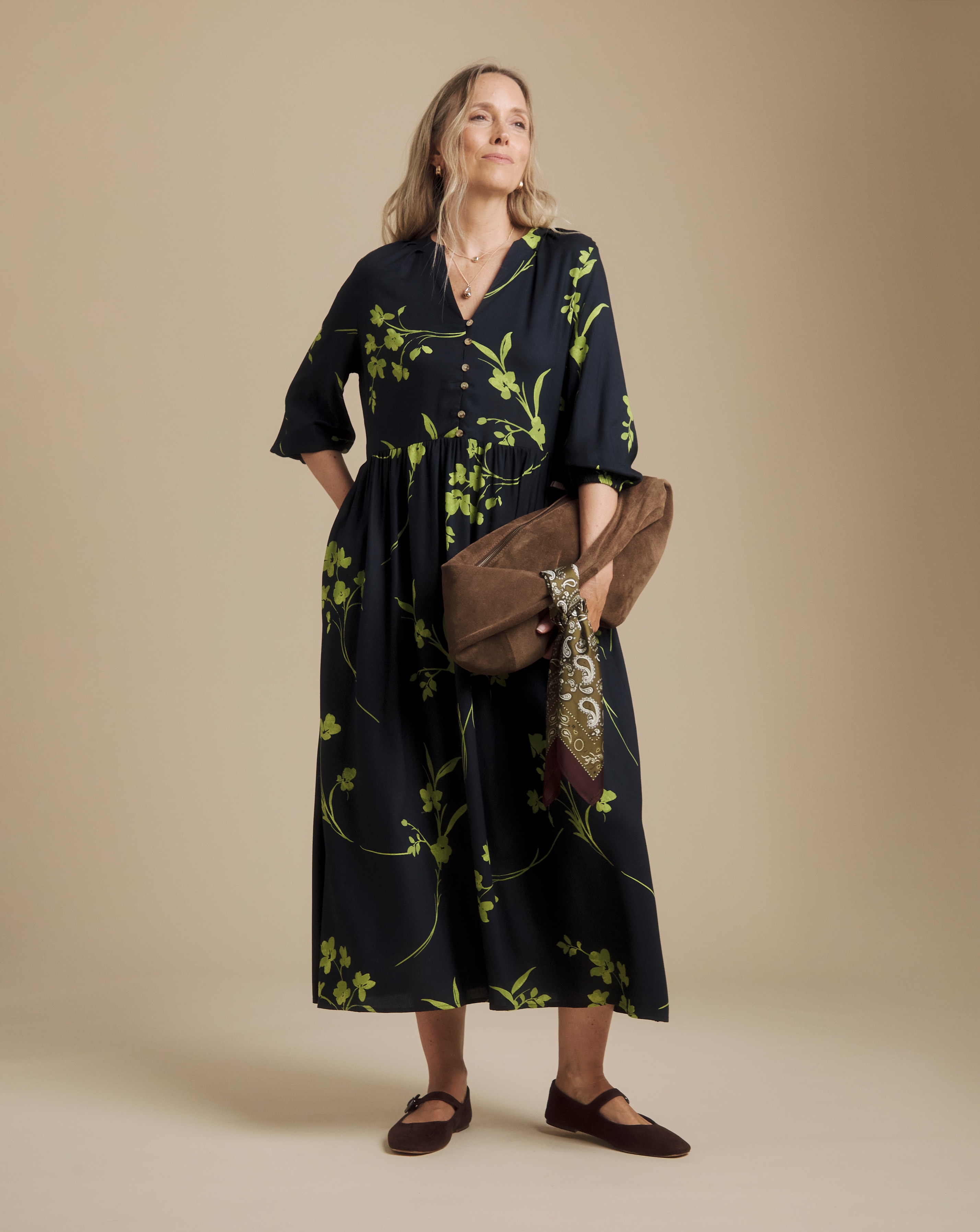 Julipa Navy Printed Midi Dress