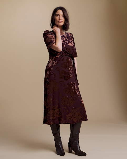 New In - Julipa Velour Burn Out Midi Dress