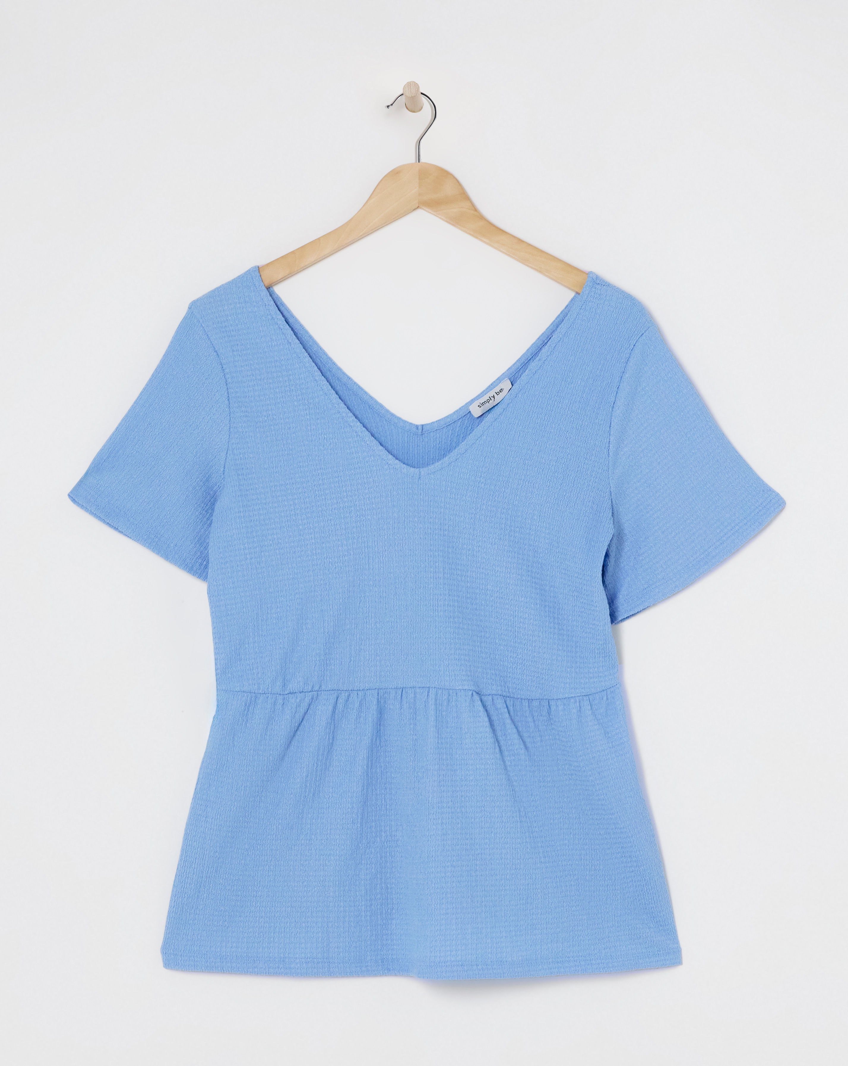 Blue Textured Peplum Top