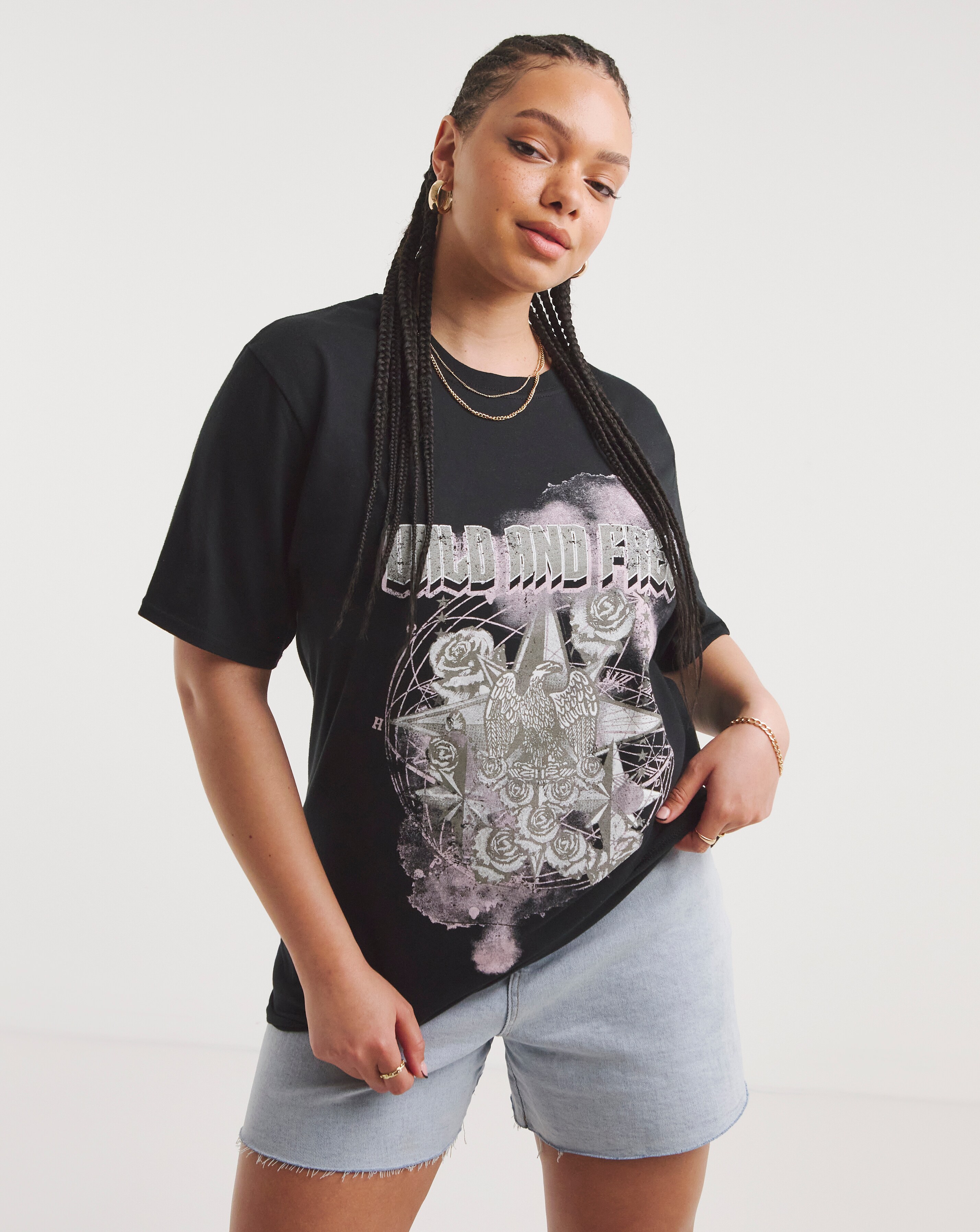 Black Wild and Free Slogan Tee Simply Be