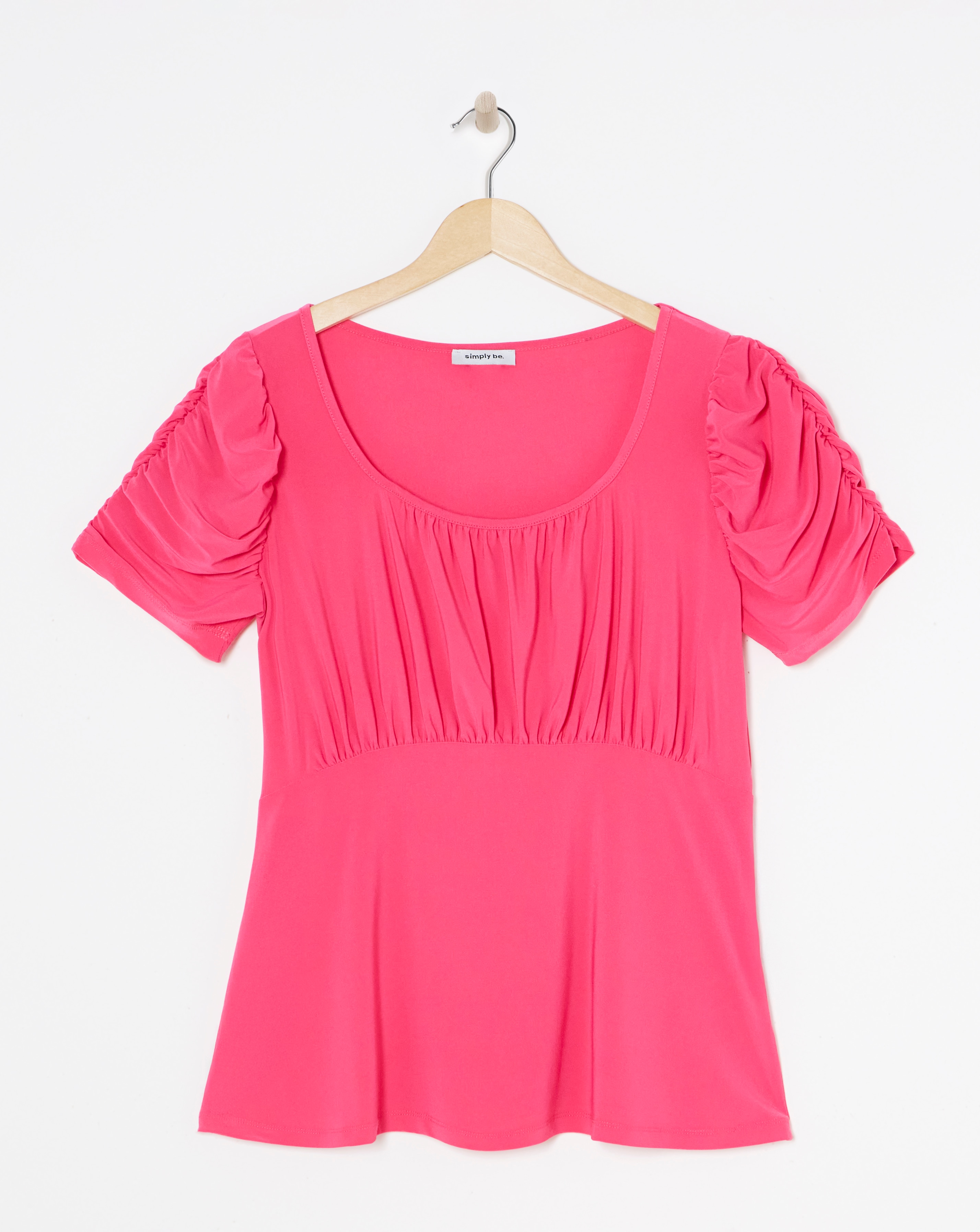 Hot Pink - Women's - Pink Luxe Jersey Ruched Sleeve Top - Size 10