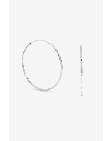 Simply Silver Sterling Silver 925 Polished Diamond Cut Sleeper Hoop Earrings