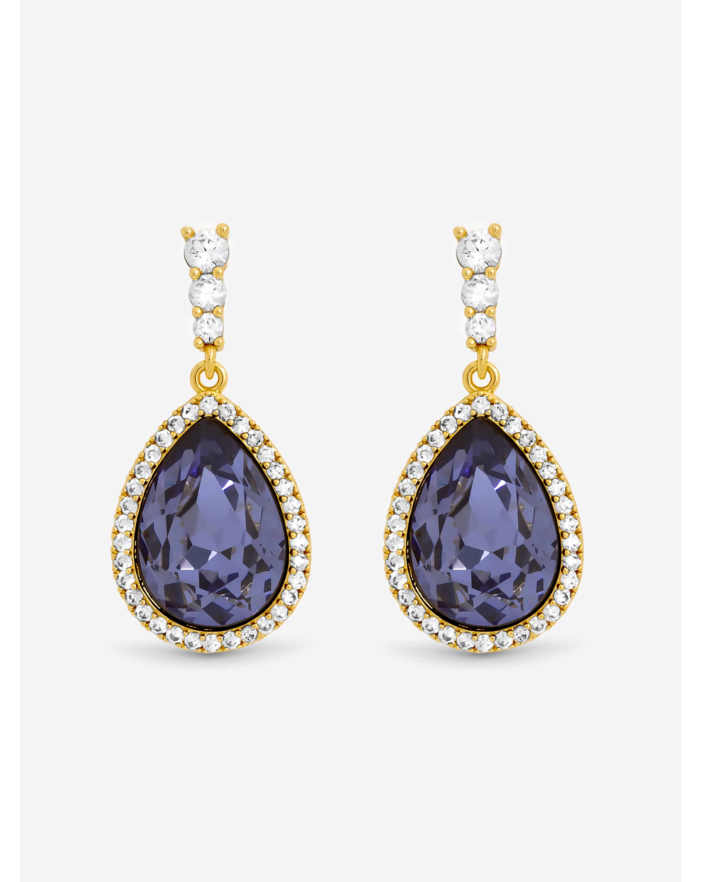 New In - Gold Plated Tanzanite Pear Drop Earrings