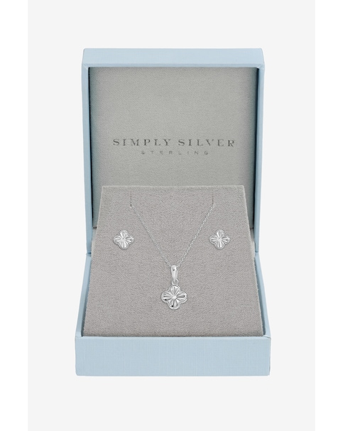 Sterling Silver 925 Polished Clover Set