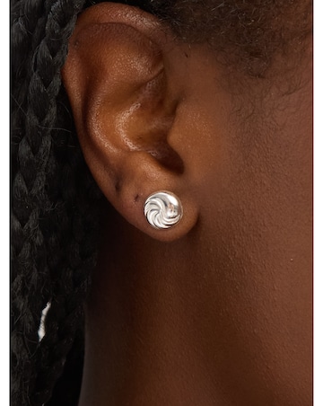 Simply Silver Sterling Silver 925 Polished Textured Ridged Stud Earrings