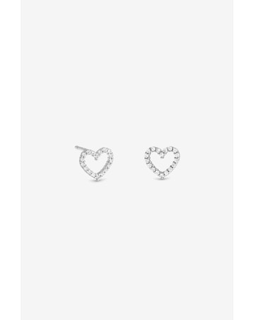 Simply Silver Sterling Silver 925 CZ Open Heart Earrings - Gift Sleeve