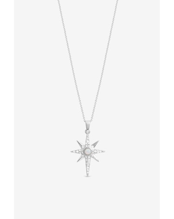 Simply Silver Sterling Silver 925 Cubic Zirconia and Opal Celestial Pendant