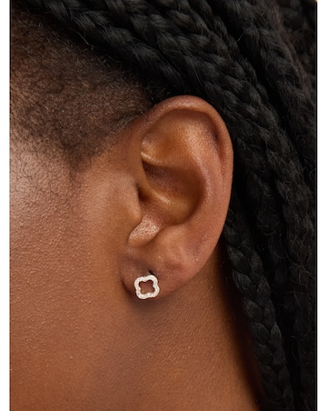 Simply Silver Sterling Silver 925 CZ Open Clover Earrings - Gift Cracker