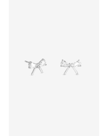Simply Silver Sterling Silver 925 Cubic Zirconia Bow Earrings - Gift Cracker