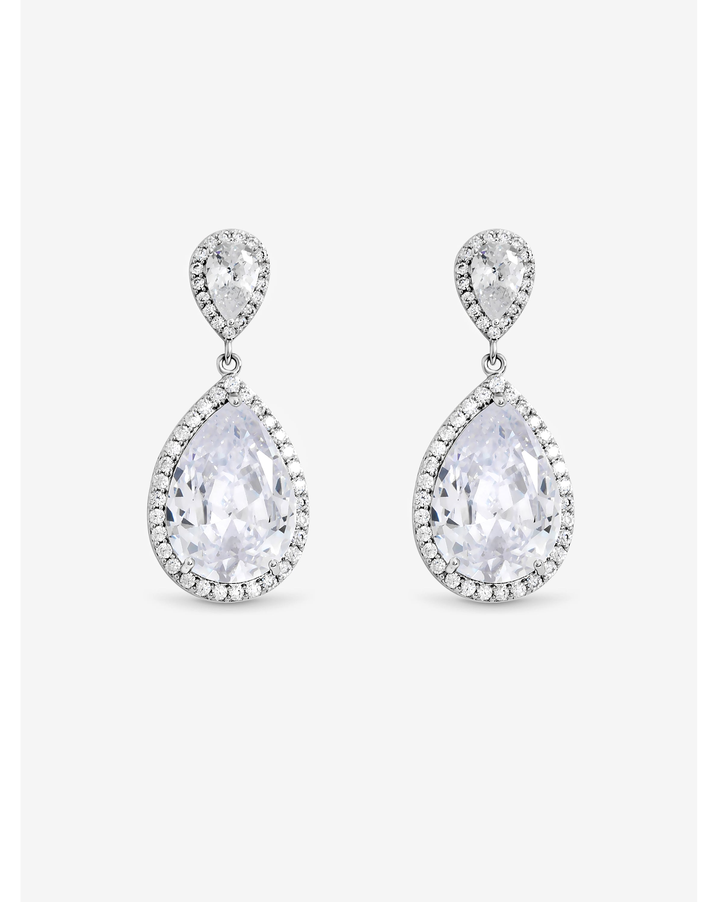 New In - Rhodium Plated Cubic Zirconia Earrings