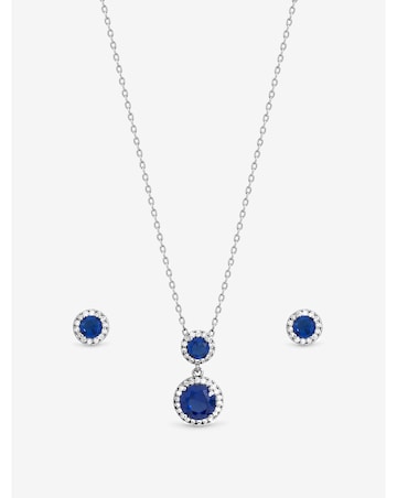 Jon Richard Rhodium Plated and Cubic Zirconia Sapphire Drop Set - Gift Box