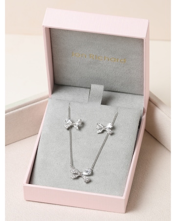 Jon Richard Rhodium Plated Bow Box Set - Gift Box