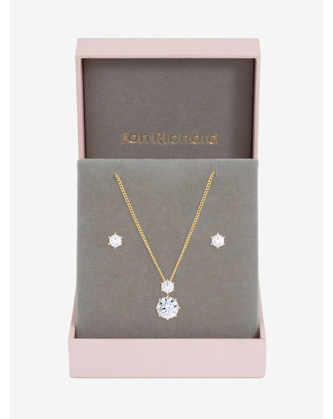 Jon Richard Gold Plated CZ Drop Box Set