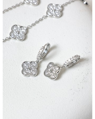 Jon Richard Rhodium Clover Earrings