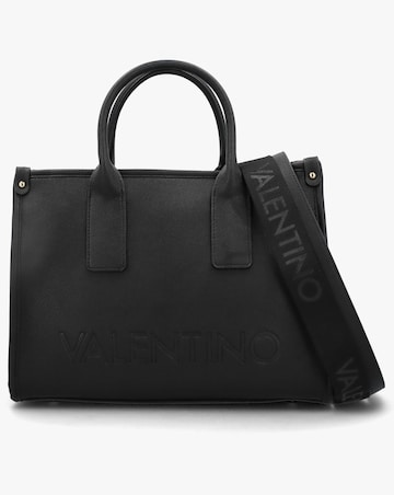 Valentino Bags Foxy Black Debossed Logo Shopper Bag
