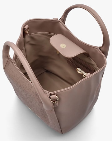 Valentino Bags Falak Taupe Debossed Logo Shopper Bag
