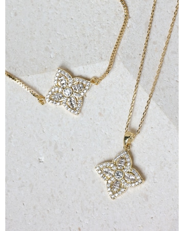 Jon Richard 18K Gold Plated and Crystal Clover Necklace