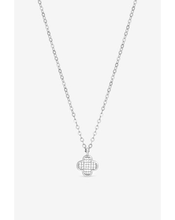 Jon Richard Rhodium Plated Micro Pave Clover Pendant