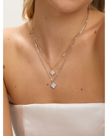 Jon Richard Rhodium Plated Micro Pave Clover Pendant