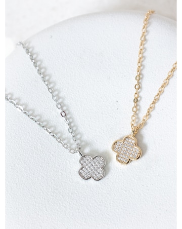 Jon Richard Rhodium Plated Micro Pave Clover Pendant