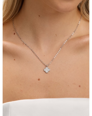 Jon Richard Rhodium Plated Micro Pave Clover Pendant