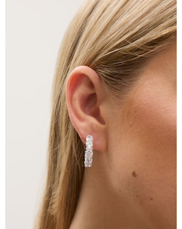 Jon Richard Rhodium Plated Cubic Zirconia Round Stone Hoop Earrings