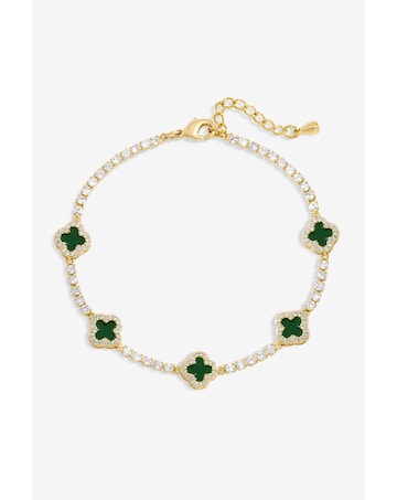 Jon Richard Gold Plated and Emerald Clover Bracelet - Gift Box