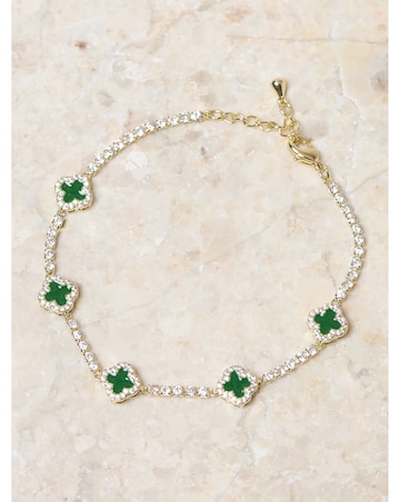 Jon Richard Gold Plated and Emerald Clover Bracelet - Gift Box