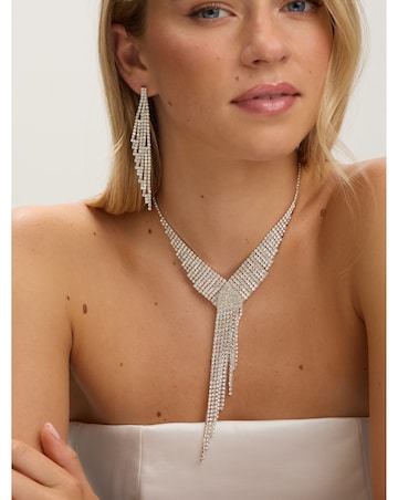 Jon Richard Silver Plated and Crystal Statement Drop Necklace