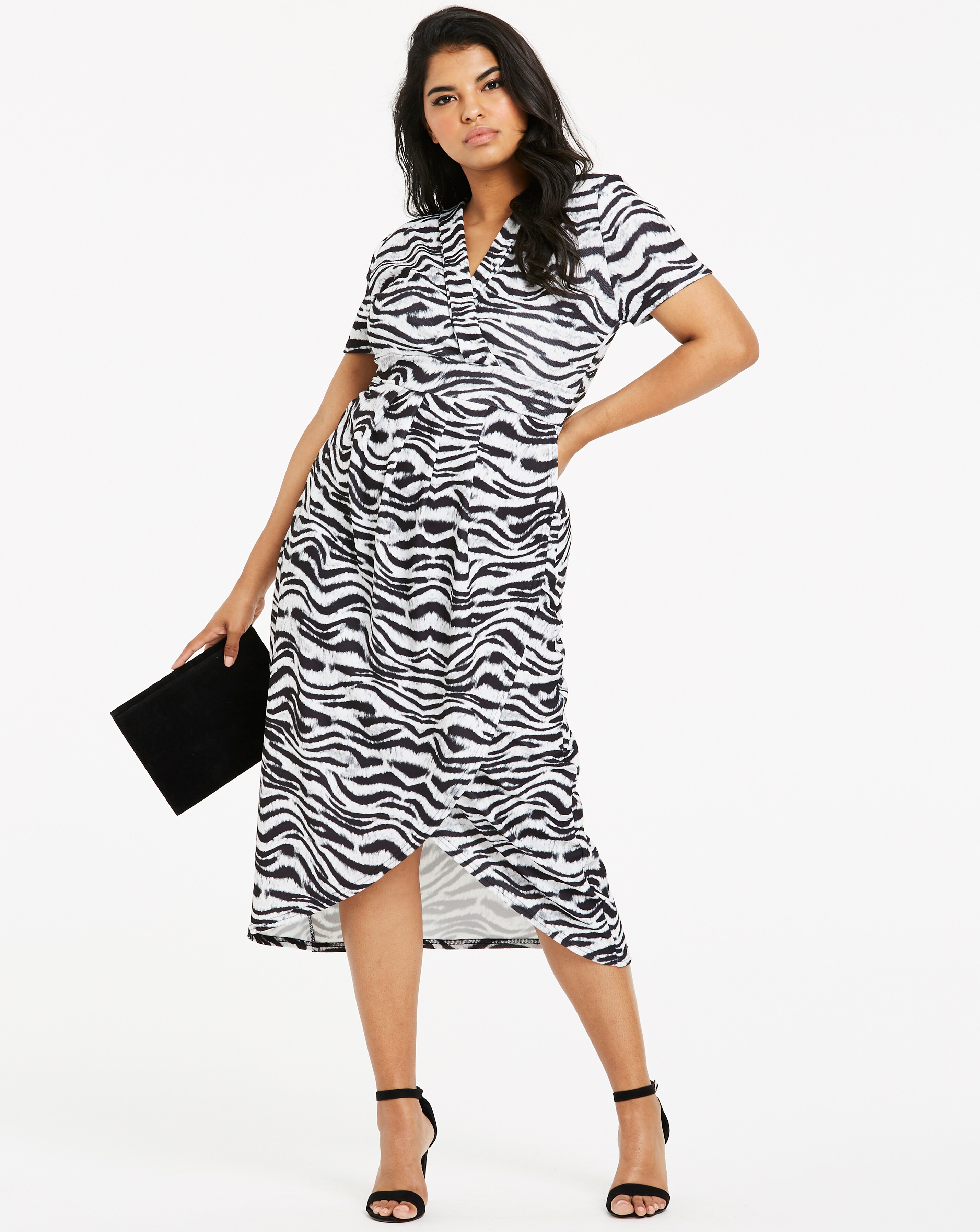 Quiz Curve Zebra Animal Print Wrap Dress Simply Be