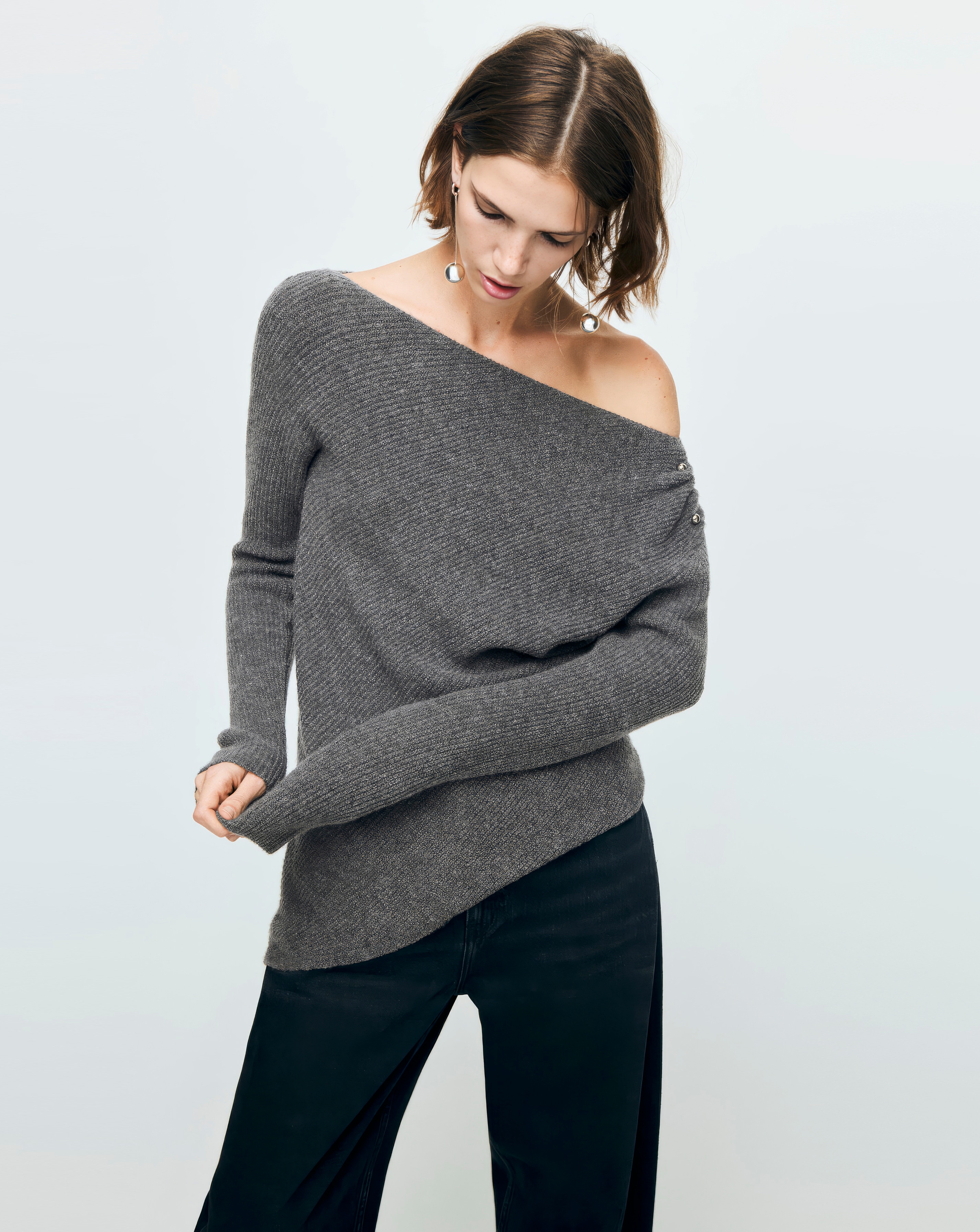 New In - Mango Grey Bardot Jumper