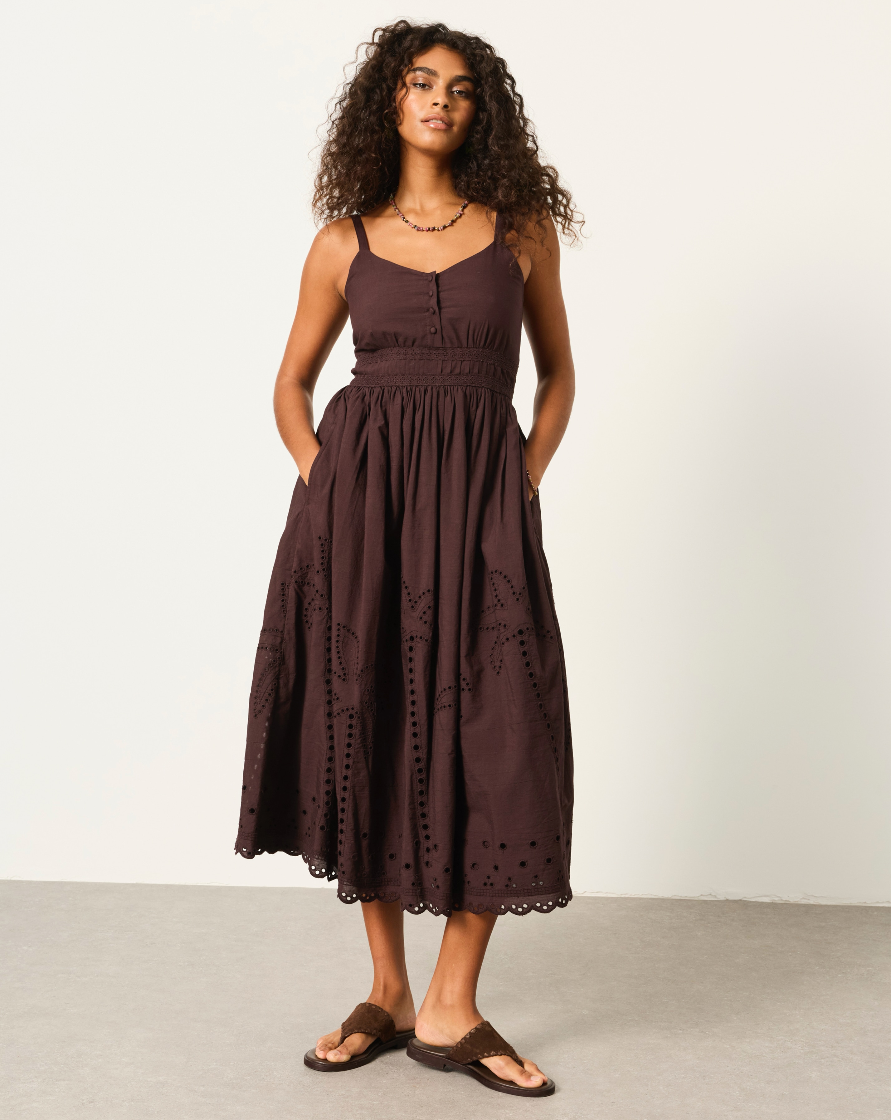 FatFace Teri Embroidered Midi