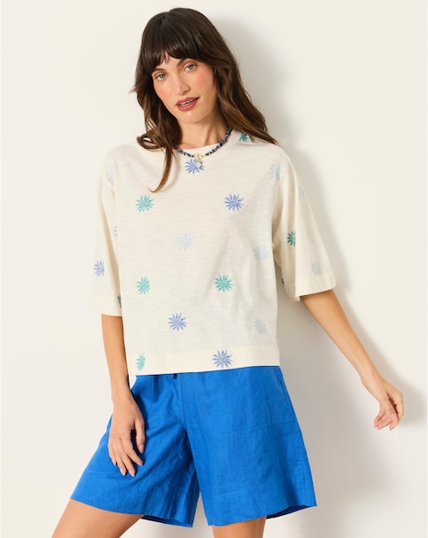 FatFace Kate Sun Tile Embroidered Top