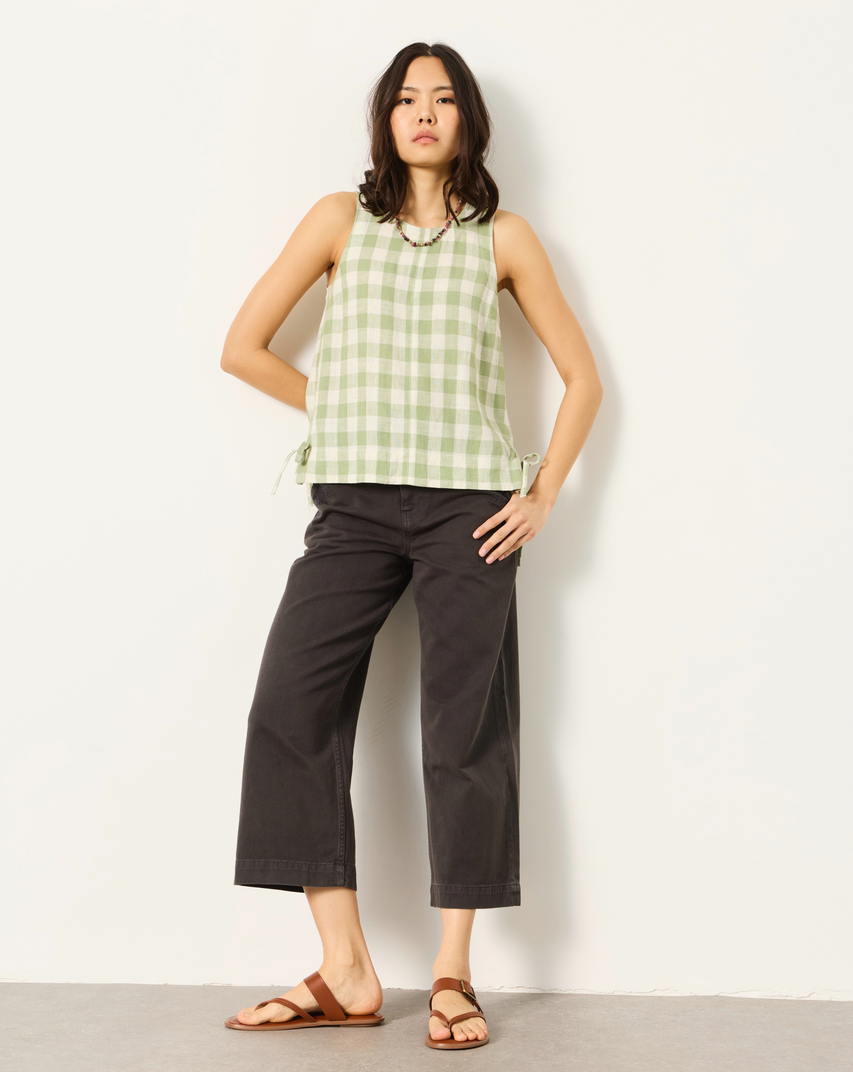 FatFace Embroidered Hove Wide Leg Cropped Trousers