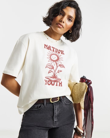 Native Youth Printed Tee With Chain Stitch