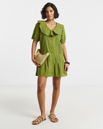 Native Youth Drop Hem Mini Dress With Crochet Hem